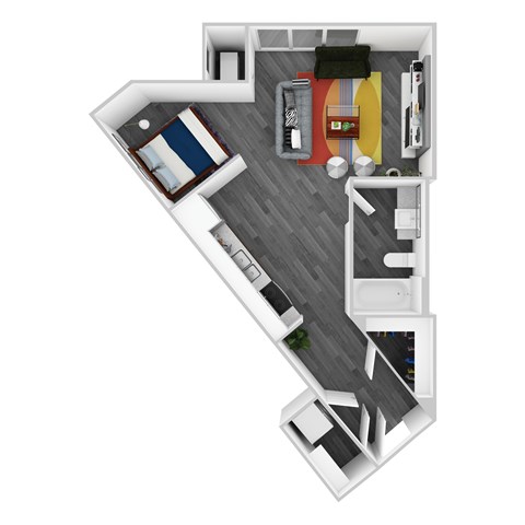 Floor plan for studio, 1 bath, 518 sqft